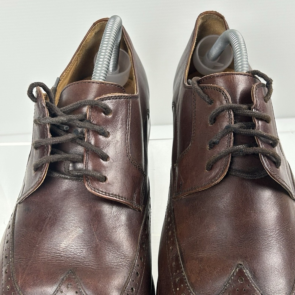 WARFIELD & GRAND Mens Size 10 Wingtip Brogue Oxford Dress Shoes Brown Leather - Picture 6 of 16